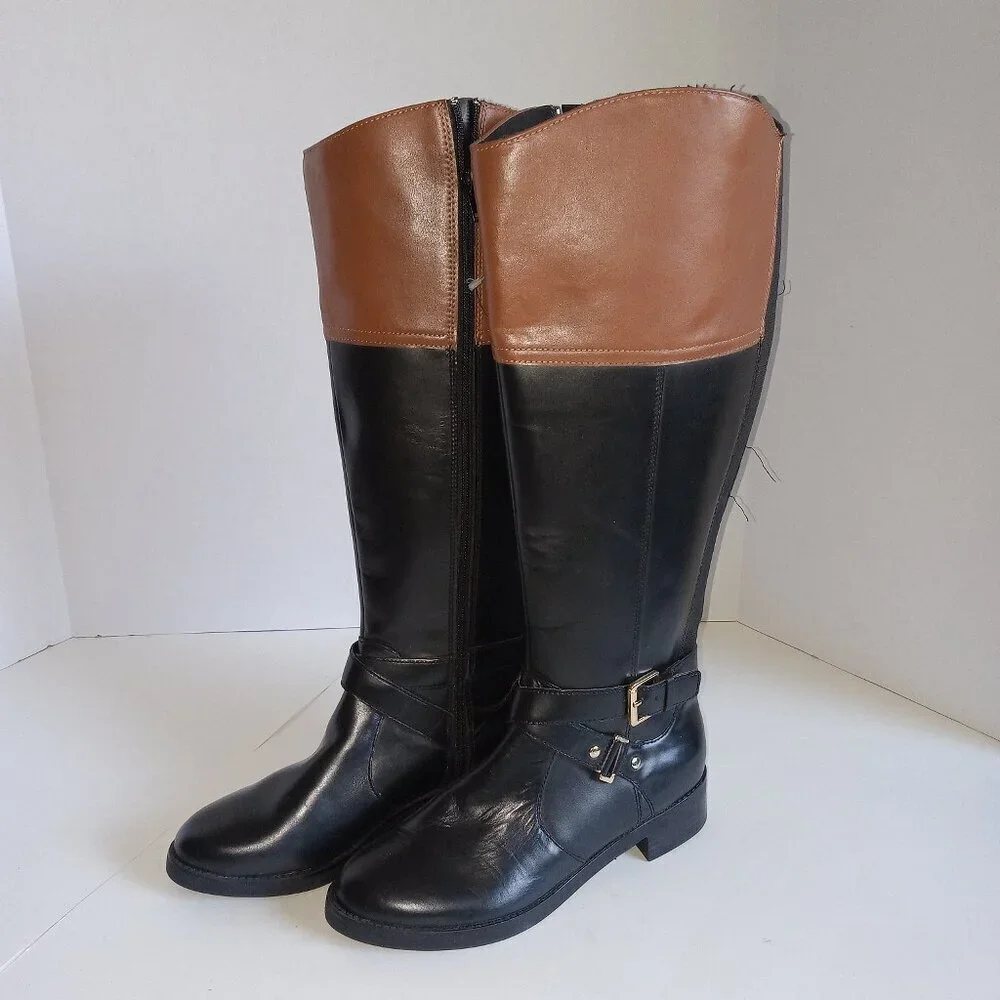 NWOB Bandolino Gima Women's Tall Riding Boots | Black & Brown Size 7